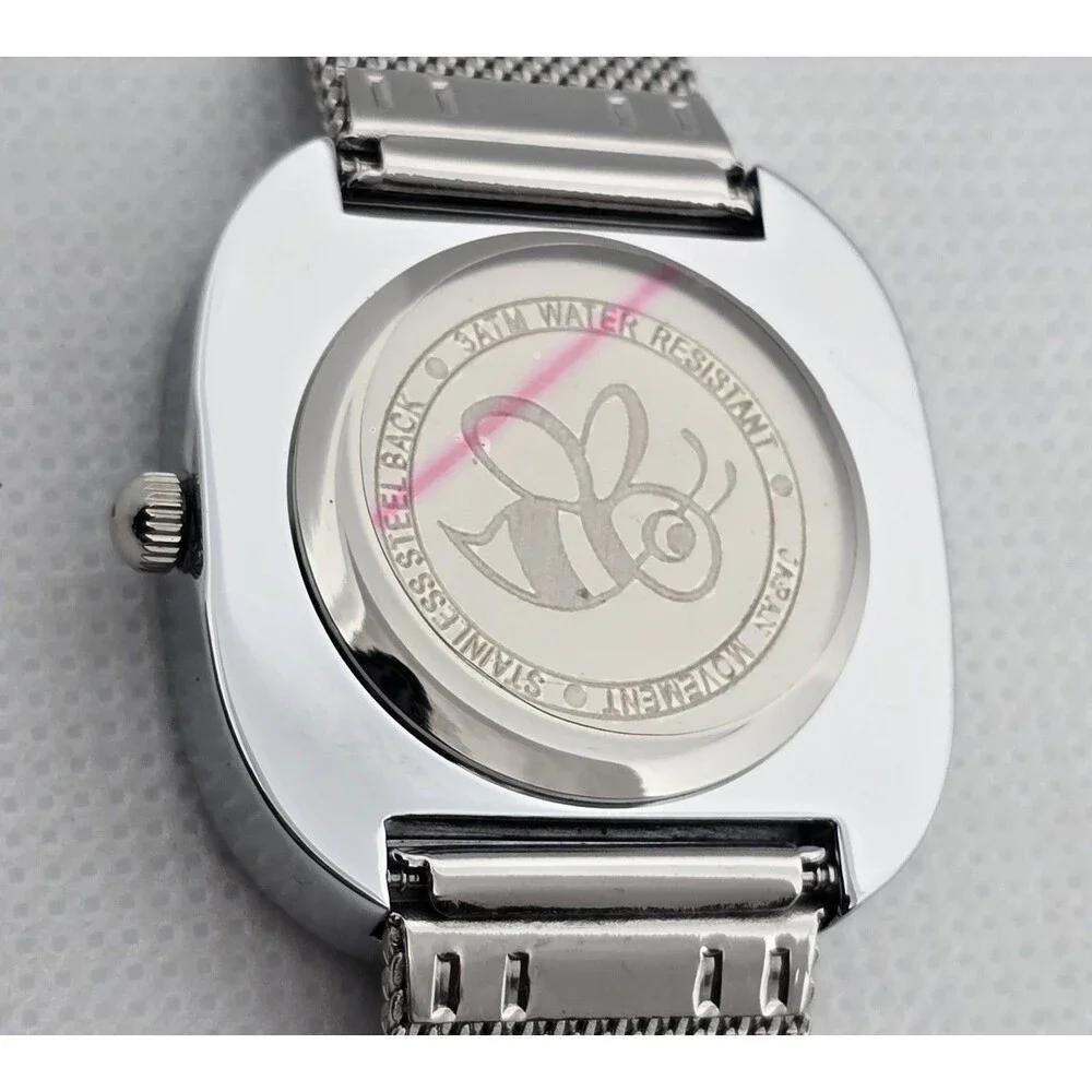 Women’s Bislay Minimalistic Orange Dial Silver Tone Case Mesh Band Watch 13 - Picture 8 of 8